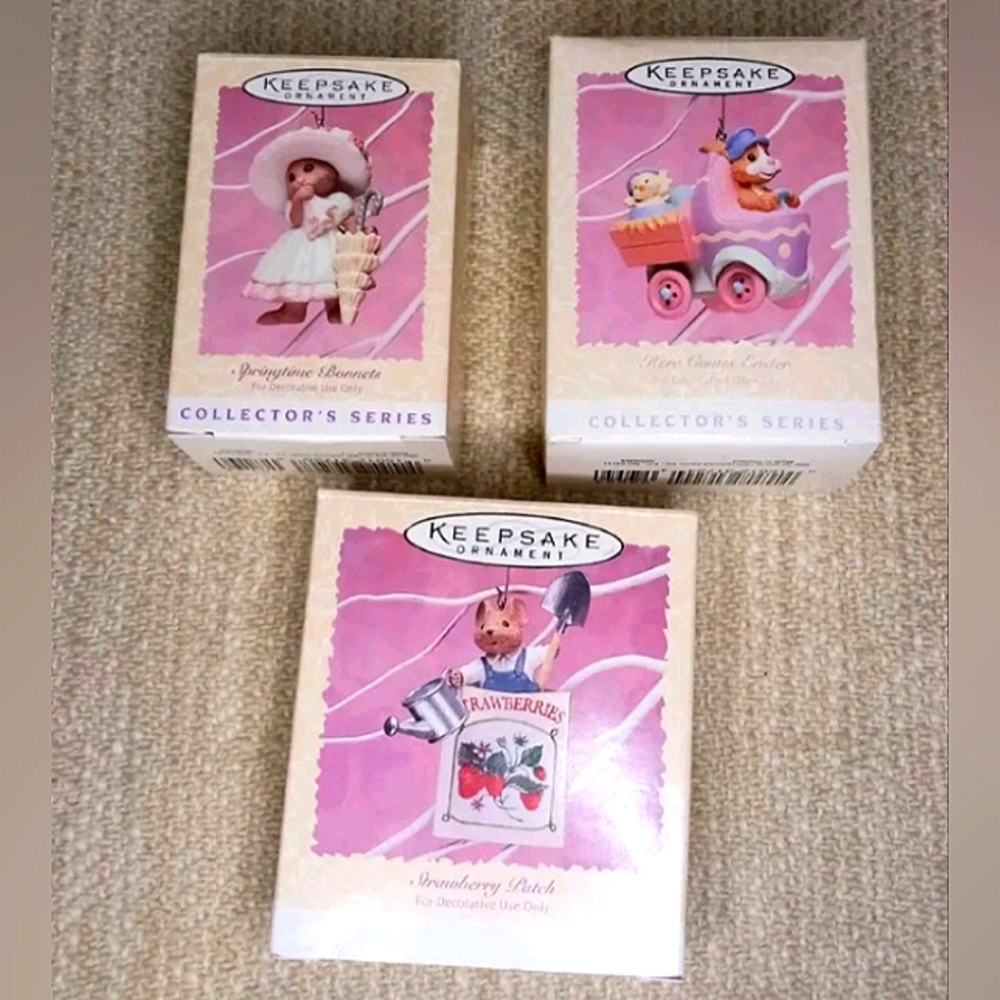 Bundle (3) 1996 Hallmark Keepsake Spring Collector Easter Ornaments